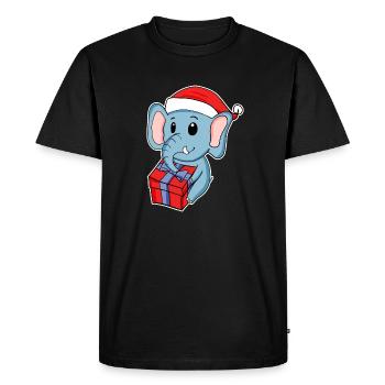 Éléphant avec chapeau de Noël - T-shirt Premium bio Homme - noir - Devant - Nico (187cm)