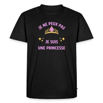 Je ne peux pas je suis une princesse - humour - T-shirt Premium bio Homme - noir - Devant - Nico (187cm)