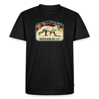 Anderdalen Snow Fox Patch: Nordic Fauna - Men's Premium Organic T-Shirt - black - Front - Nico (187cm)