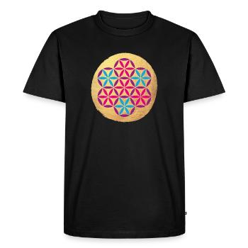 Yoga Colorful Gold Circle Meditation om Namaste - Men's Premium Organic T-Shirt - black - Front - Nico (187cm)