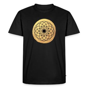 Cercle de Yoga ornement méditation or om Namaste - T-shirt Premium bio Homme - noir - Devant - Nico (187cm)