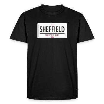 Sheffield town sign - Men's Premium Organic T-Shirt - black - Front - Nico (187cm)