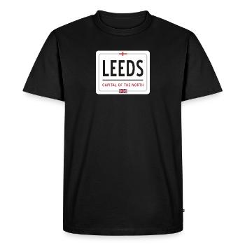 Panneau de la ville de Leeds - T-shirt Premium bio Homme - noir - Devant - Nico (187cm)