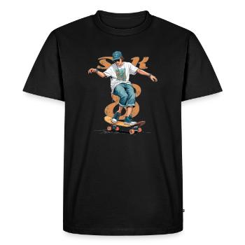 Garçon patineur - T-shirt Premium bio Homme - noir - Devant - Nico (187cm)