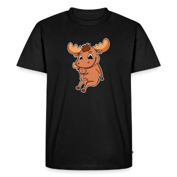 Moose Family - Moose with Baby - Men's Premium Organic T-Shirt - black - Front - Nico (187cm)
