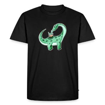 Dinosaure avec bébé dinosaure - Dino - T-shirt Premium bio Homme - noir - Devant - Nico (187cm)