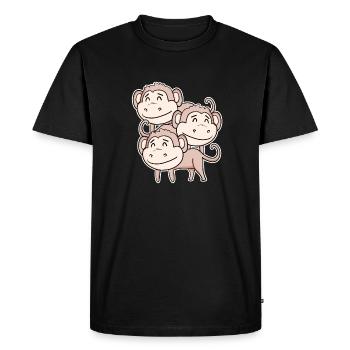 Singe mignon - Motif de singe - T-shirt Premium bio Homme - noir - Devant - Nico (187cm)