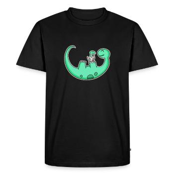 Dinosaure avec bébé dinosaure - Dino - T-shirt Premium bio Homme - noir - Devant - Nico (187cm)