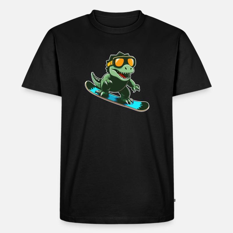 T-Rex Snowboarding - Männer Premium Bio T-Shirt - Schwarz