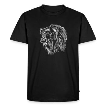 roaring lion - white - Men's Premium Organic T-Shirt - black - Front - Nico (187cm)
