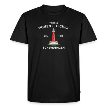 Scheveningen, The Hague, Moment to chill, Drawing - Men's Premium Organic T-Shirt - black - Front - Nico (187cm)