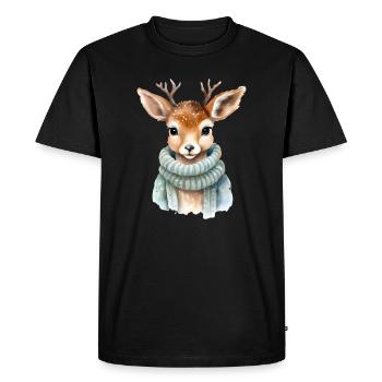 Fauve en manteau d’hiver - T-shirt Premium bio Homme - noir - Devant - Nico (187cm)