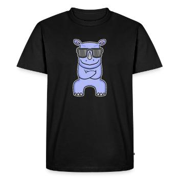 Hippopotame avec des lunettes - T-shirt Premium bio Homme - noir - Devant - Nico (187cm)