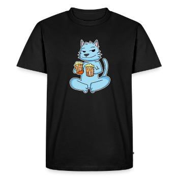 Chat à la bière - T-shirt Premium bio Homme - noir - Devant - Nico (187cm)