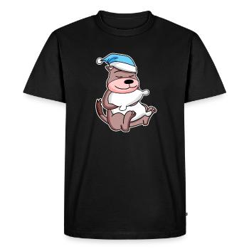 Belette avec oreiller et bonnet de somnolence - T-shirt Premium bio Homme - noir - Devant - Nico (187cm)
