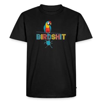 Perroquet arc-en-ciel BLUE SHIT - HAPPY BIRD - T-shirt Premium bio Homme - noir - Devant - Nico (187cm)