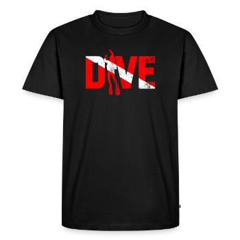Diving Hero in Red Stripes - Men's Premium Organic T-Shirt - black - Front - Nico (187cm)