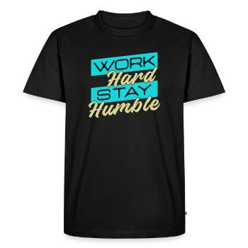 Employé Emploi Travail Carrière Travailleur Profession - T-shirt Premium bio Homme - noir - Devant - Nico (187cm)