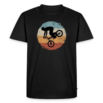 BMX Silhouette Rétro Coucher de soleil - T-shirt Premium bio Homme - noir - Devant - Nico (187cm)