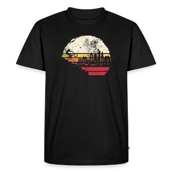 Horizon de la ville Coucher de soleil - T-shirt Premium bio Homme - noir - Devant - Nico (187cm)