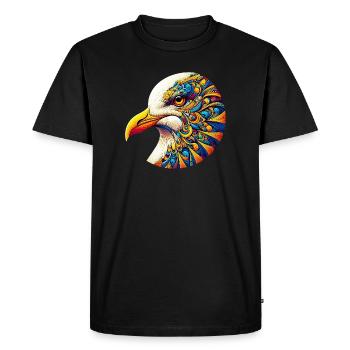 Seagull decorated with Mandalas - Men's Premium Organic T-Shirt - black - Front - Nico (187cm)