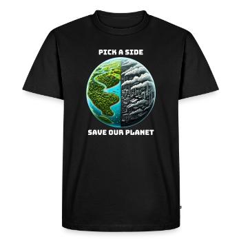 Climate change action - Men's Premium Organic T-Shirt - black - Front - Nico (187cm)