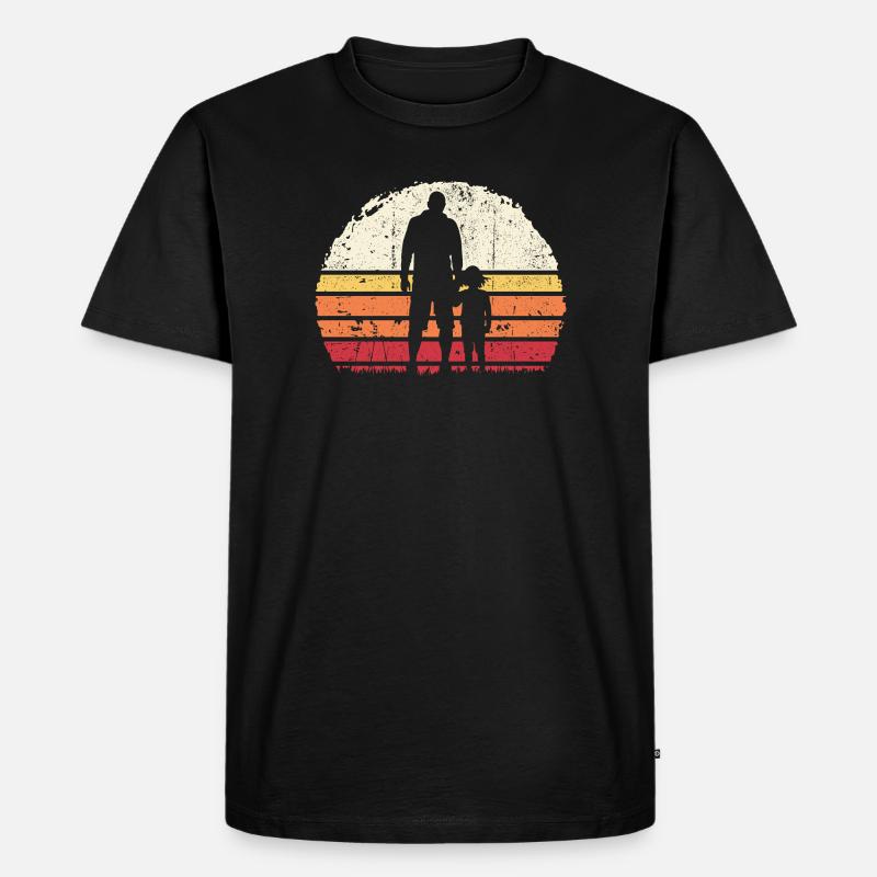 Sunset Bond: Vater und Kind - Männer Premium Bio T-Shirt - Schwarz