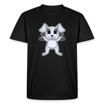 Haltères Lapin Entraînement Musculation Fitness - T-shirt Premium bio Homme - noir - Devant - Nico (187cm)