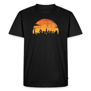 Goldener Sonnenuntergang Stadtbild Silhouette - Männer Premium Bio T-Shirt - Schwarz - Vorne - Nico (187cm)
