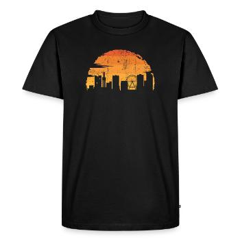 Sunset Skyline Silhouette - Men's Premium Organic T-Shirt - black - Front - Nico (187cm)