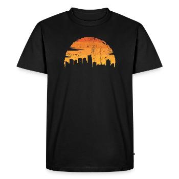 Silhouette d’horizon du coucher de soleil - T-shirt Premium bio Homme - noir - Devant - Nico (187cm)