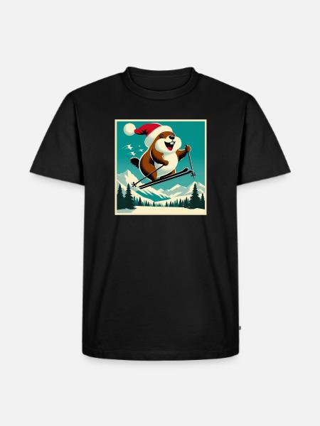 Marmotte Ski Affiche Vintage - T-shirt Premium bio Homme - noir