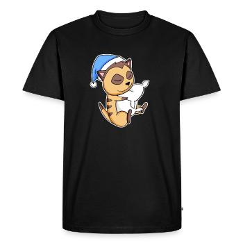 Meerkat with pillow and sleepy cap - Men's Premium Organic T-Shirt - black - Front - Nico (187cm)