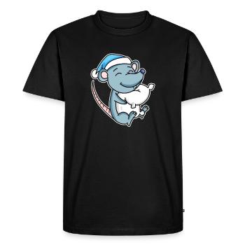 Mouse with pillow and sleepy cap - Men's Premium Organic T-Shirt - black - Front - Nico (187cm)