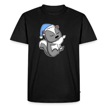 Skunk with pillow and sleepy cap - Men's Premium Organic T-Shirt - black - Front - Nico (187cm)
