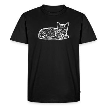Chat White Silhouette Cadeau Cat Lover - T-shirt Premium bio Homme - noir - Devant - Nico (187cm)
