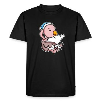 Autruche avec oreiller et bonnet de sommeil - T-shirt Premium bio Homme - noir - Devant - Nico (187cm)