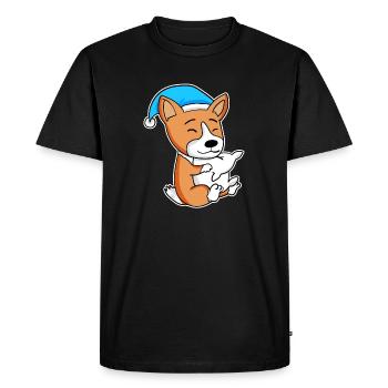 Welsh Corgi Pembroke Sleeping Fatigue Chien Chiens - T-shirt Premium bio Homme - noir - Devant - Nico (187cm)