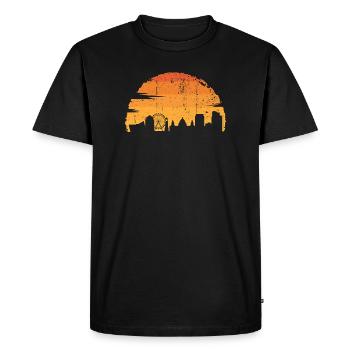 Silhouette d’horizon du coucher de soleil - T-shirt Premium bio Homme - noir - Devant - Nico (187cm)