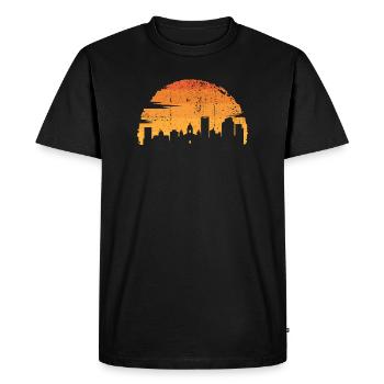 Sunset Skyline Silhouette - Men's Premium Organic T-Shirt - black - Front - Nico (187cm)