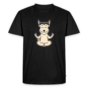 Yoga - Motif Chien Berger de Picardie - T-shirt Premium bio Homme - noir - Devant - Nico (187cm)
