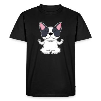 Yoga - Motif de chien bouledogue français - T-shirt Premium bio Homme - noir - Devant - Nico (187cm)