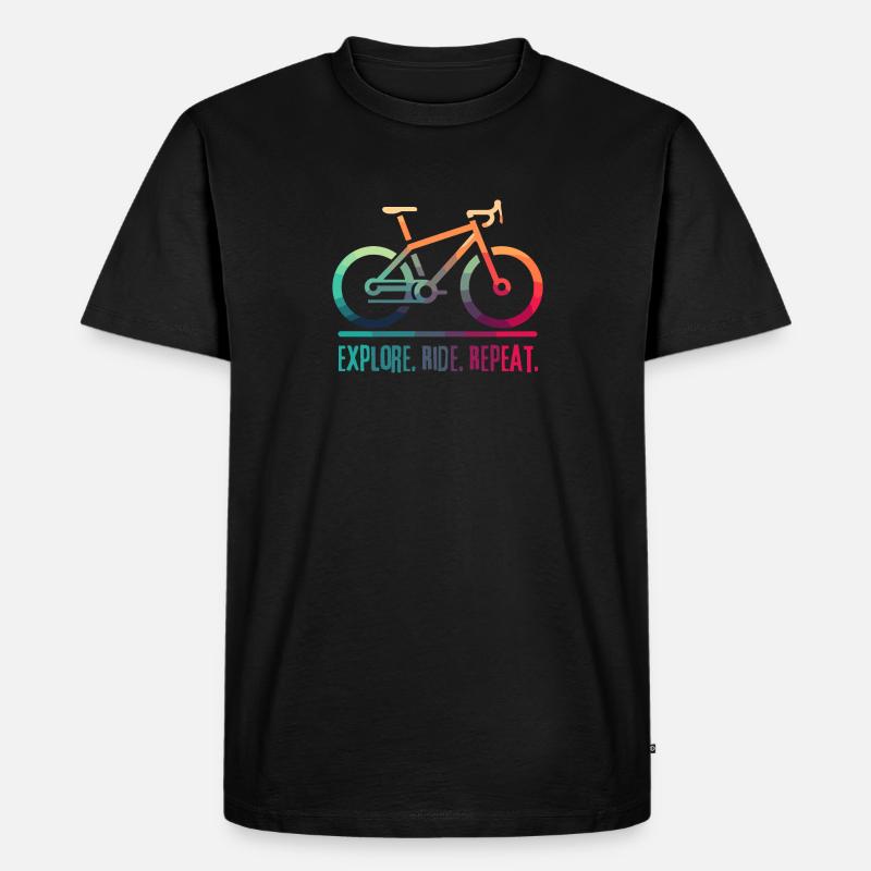 Explore Ride Repeat - projekt dla rowerzysty - Ekologiczna koszulka męska Premium - czarny