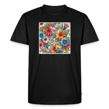 Fleurs végétal colorées - T-shirt Premium bio Homme - noir - Devant - Nico (187cm)