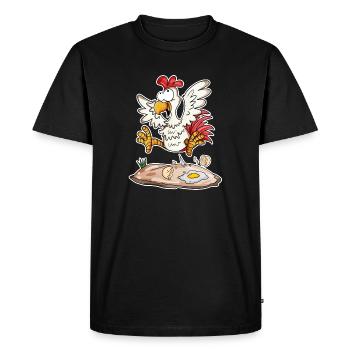 Funny Chicken - Farmer Farmers Chicken Chickens - Men's Premium Organic T-Shirt - black - Front - Nico (187cm)
