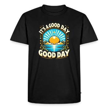 C’est une bonne journée pour une bonne journée - Soleil et mer - T-shirt Premium bio Homme - noir - Devant - Nico (187cm)