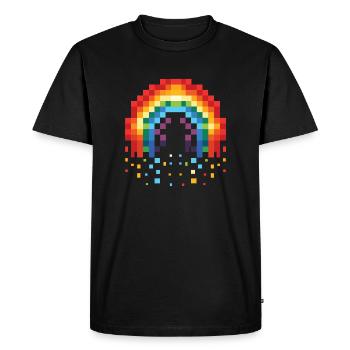Pixel Art Rainbow 8-Bit Rétro - T-shirt Premium bio Homme - noir - Devant - Nico (187cm)