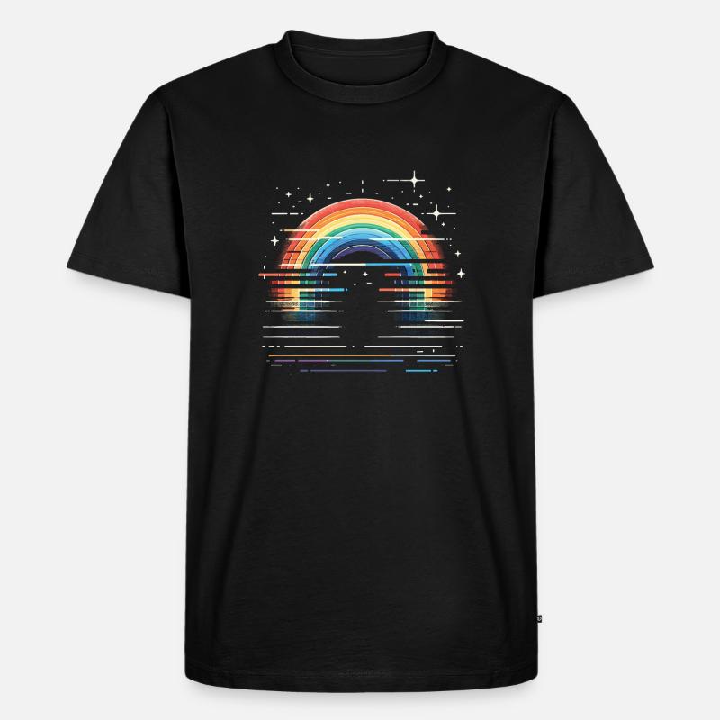 Regenbogen Stern Glitzer - Männer Premium Bio T-Shirt - Schwarz