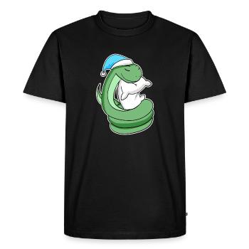 Snake with pillow and sleepy cap - Men's Premium Organic T-Shirt - black - Front - Nico (187cm)
