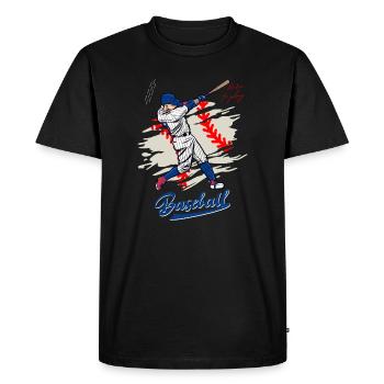 Illustration dynamique de balancement de baseball - T-shirt Premium bio Homme - noir - Devant - Nico (187cm)